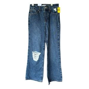RSQ‎ Girls  Wide Leg Distressed Jeans Dark Wash Size 7 Juniors High Rise
